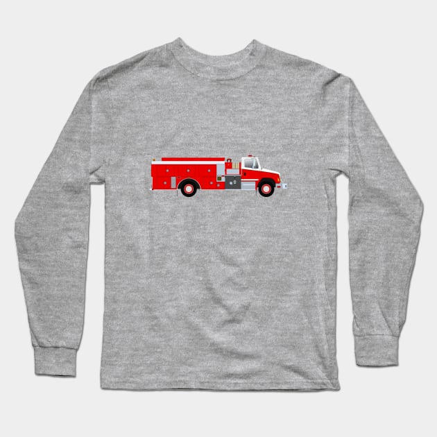 Red Fire Truck Tanker Long Sleeve T-Shirt by BassFishin